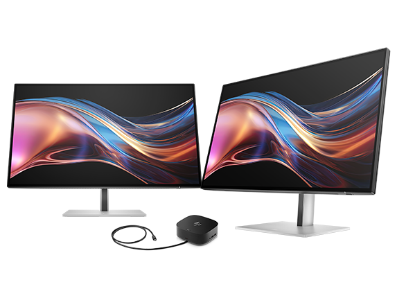 Dual HP Series 7 Pro 727pu 27-inch USB-C Monitor + HP USB-C Dock G5 for business Bundle