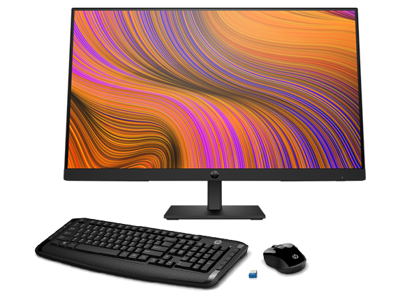 , HP P24h G5 FHD Monitor + HP Wireless Keyboard and Mouse Bundle