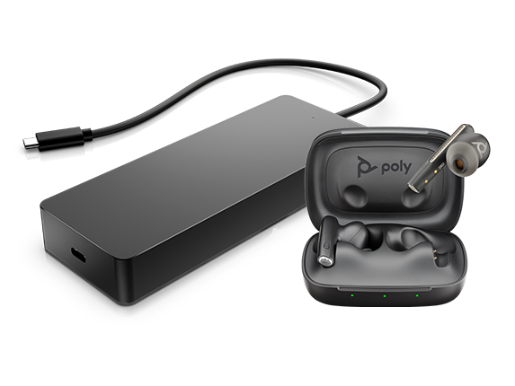 Poly Voyager Free 60 Earbuds + HP Universal USB-C Multiport Hub Bundle