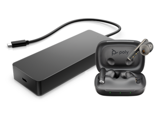 Poly Voyager Free 60 Earbuds + HP Universal USB-C Multiport Hub Bundle