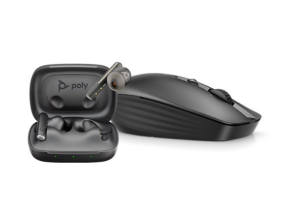 , Poly Voyager Free 60 Earbuds + HP 635 Multi-Device Wireless Mouse Bundle