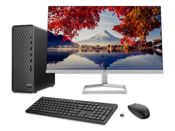 , HP Slim Desktop PC, 23.8" FHD Monitor + Wireless Mouse & Keyboard Bundle