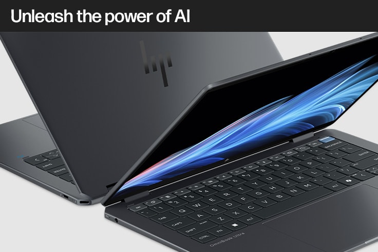 Image of an AI laptop flying with two view of top and bottom