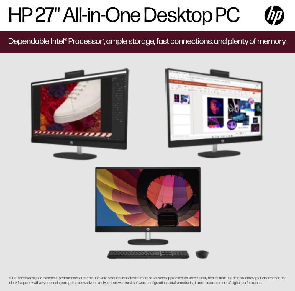 HP All-in-One 27-cr0025t PC, Windows 11 Home, 27, Intel® Core™ i5, 16GB  RAM, 512GB SSD, FHD