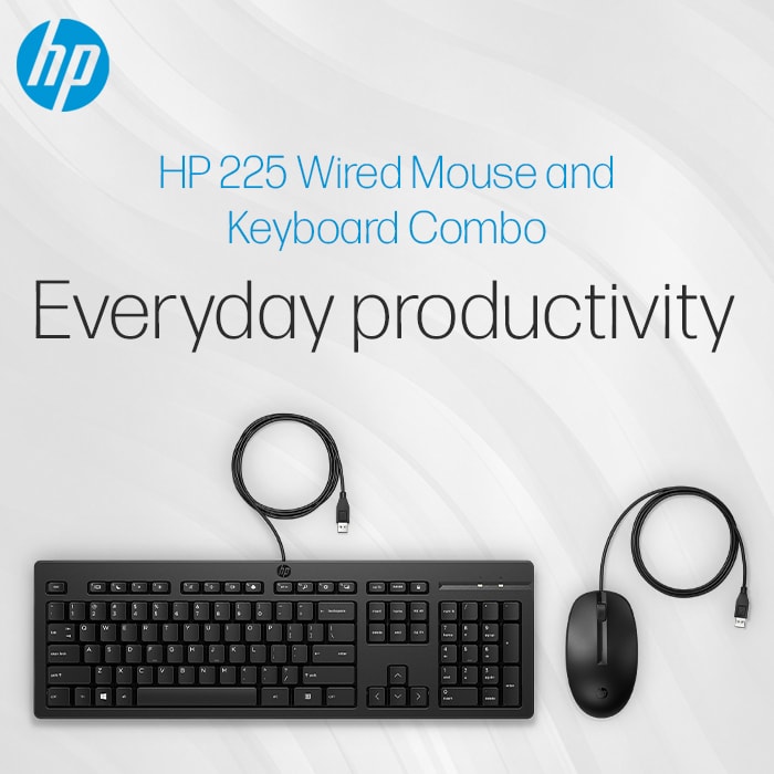 Pack clavier souris filaires HP 225 AZERTY (286J4AA)