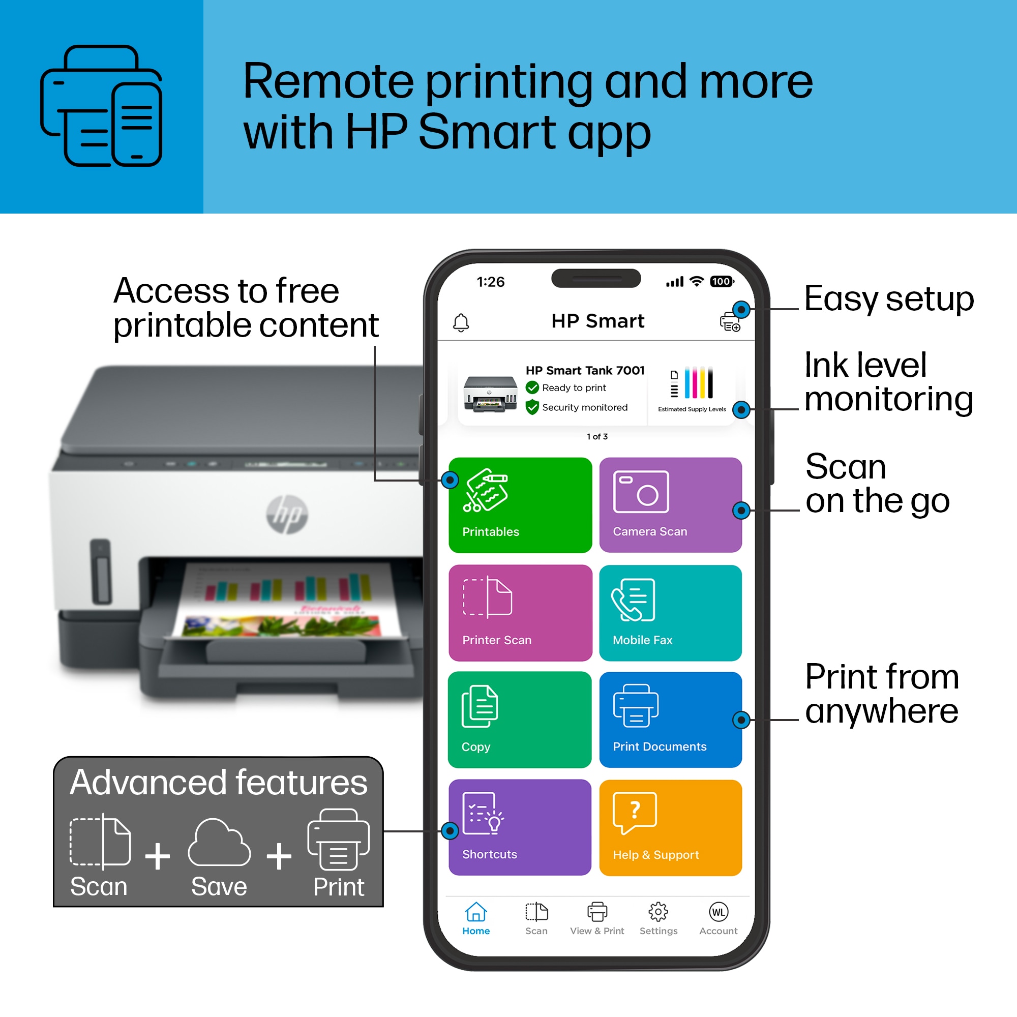 HP Smart Tank 720  7001 All In One printer : How to print a borderless  photo 