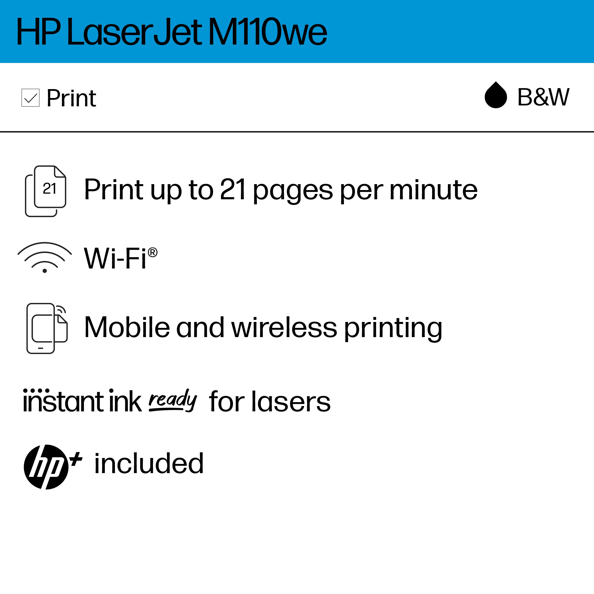 HP LaserJet M110we Printer Instant Ink and HP+ 6 Months with
