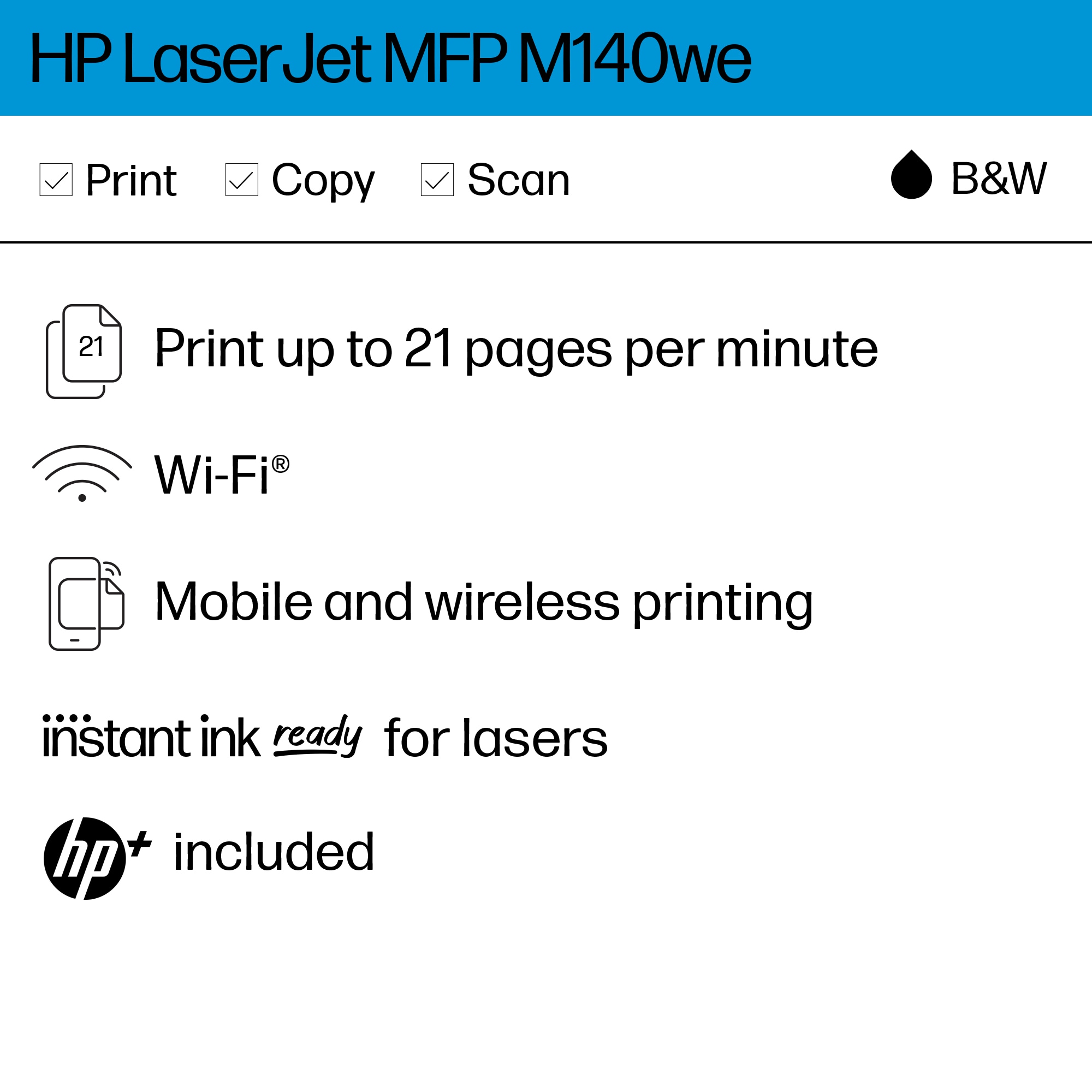 HP and Printer M140we HP+ Months with LaserJet Ink Instant 6