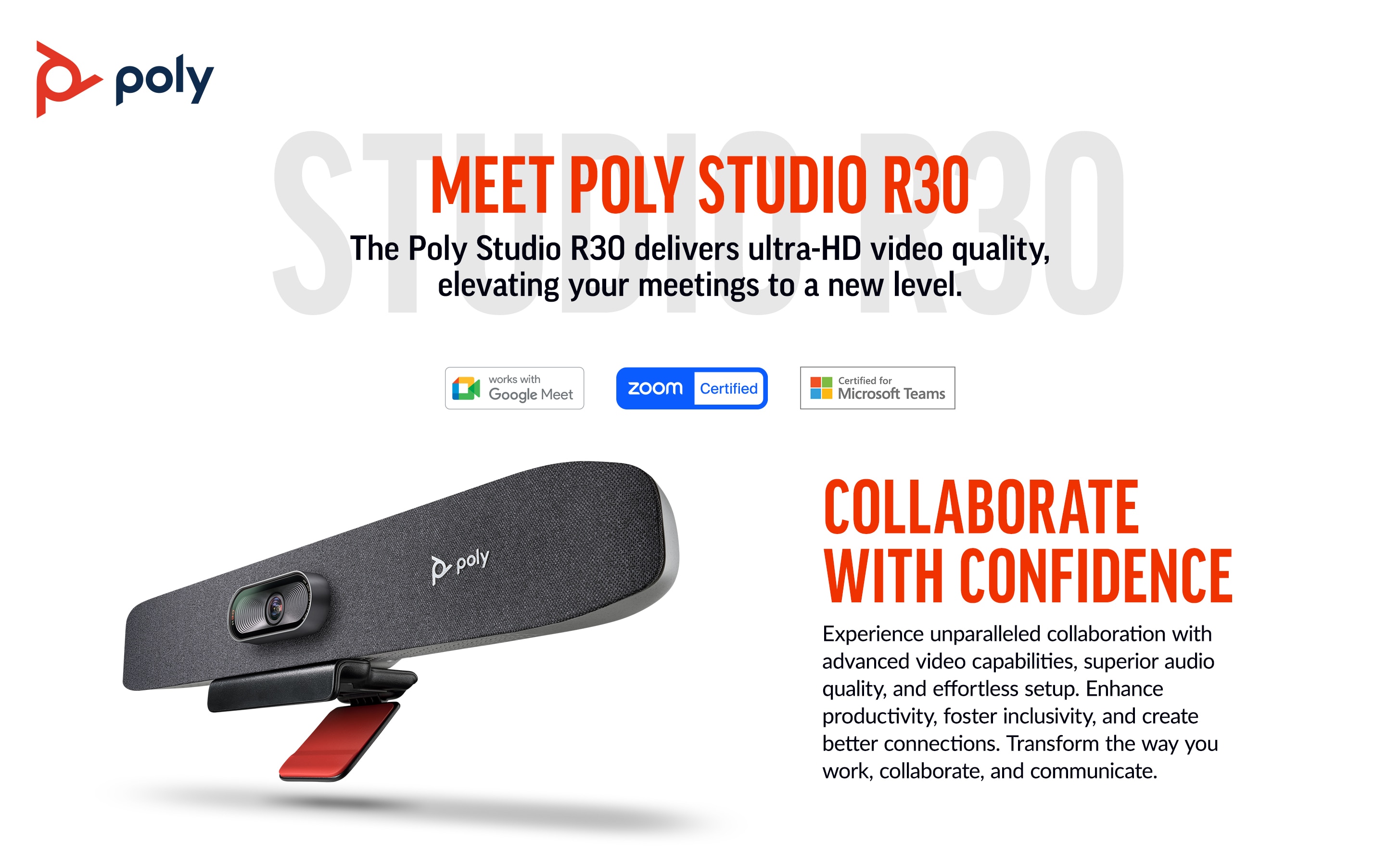 Poly Studio R30 USB Video Bar