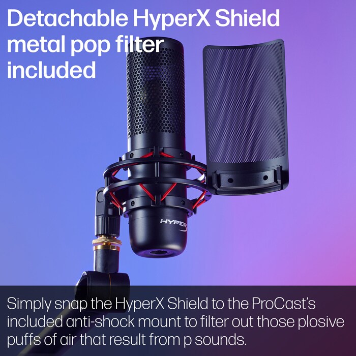 HyperX QuadCast – USB Condenser Microphone - Black/Red; Anti-Vibration  Shock Mount; 4 Polar Patterns; Red LED; Pop Filter; - Micro Center