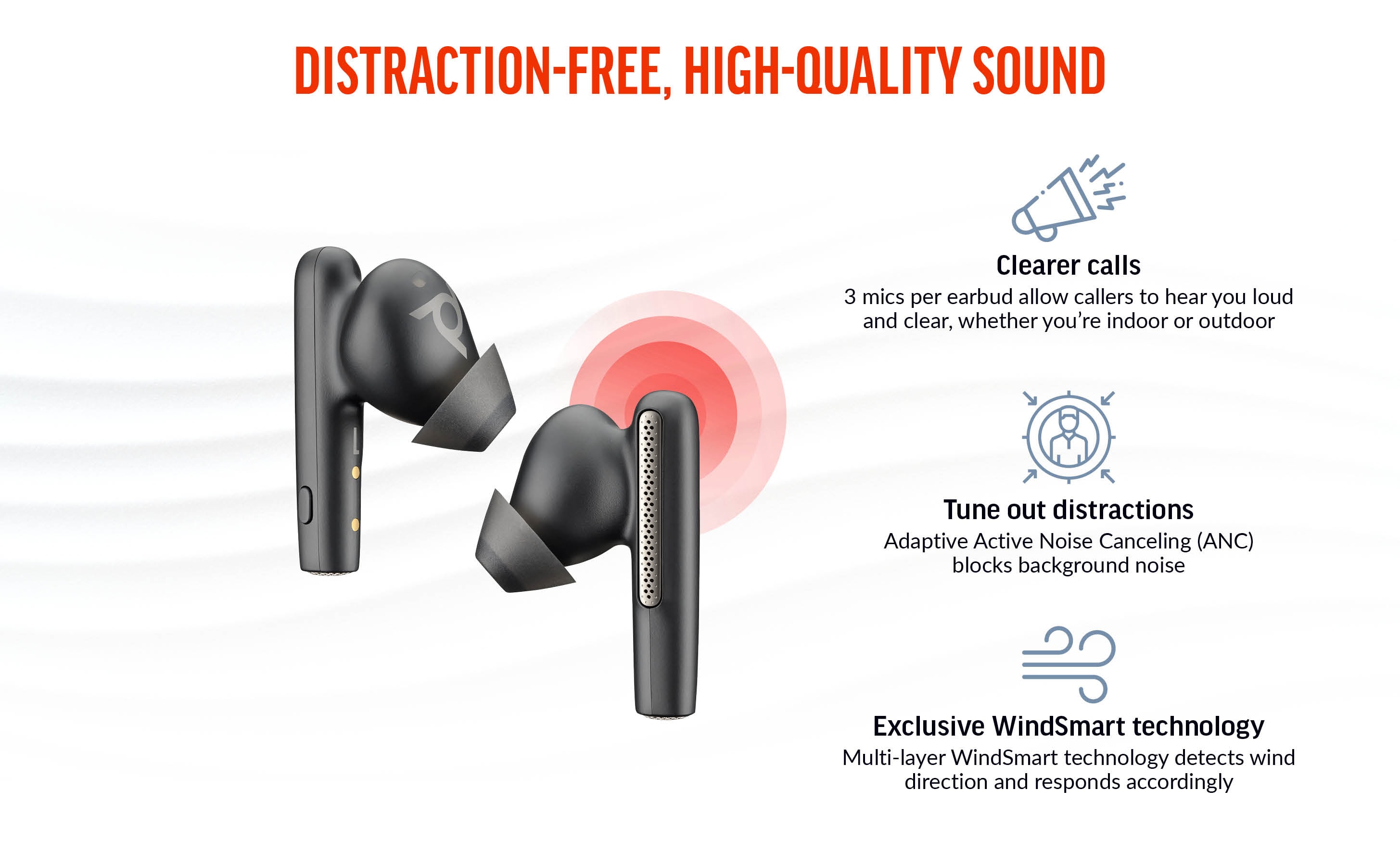 Poly Voyager Free 60 Carbon Charge Earbuds Case Black +Basic