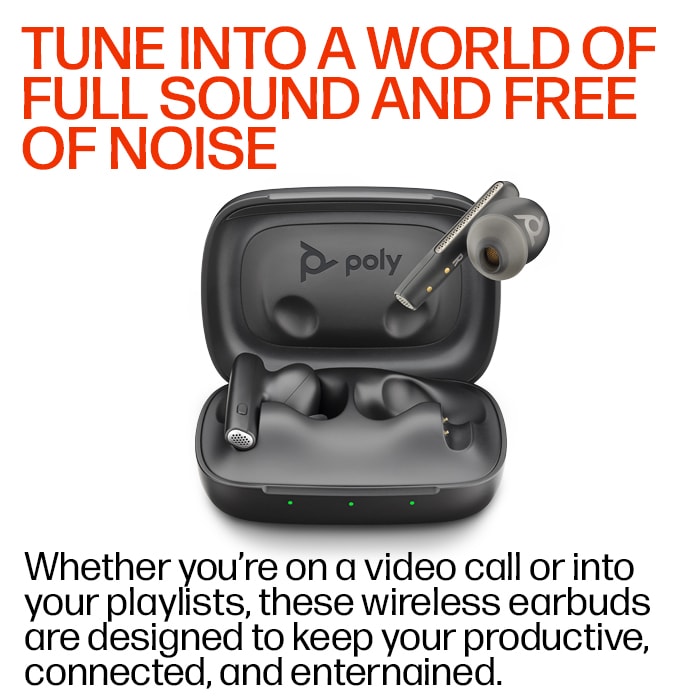 Poly Voyager Free 60 UC Carbon Black Earbuds, BT700 USB A adapter