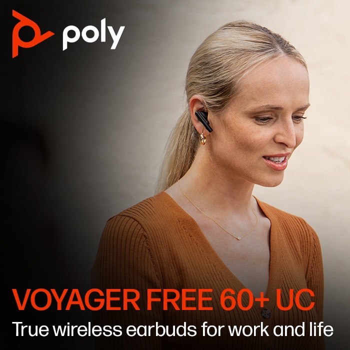 Poly Voyager Free UC Black Charge 60+ USB Case Earbuds, A Carbon adapter, BT700 Touchscreen